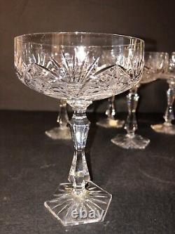 6 Bohemia Hand Cut Lead Crystal Stemmed Champagne Coupe Sherbet Glasses NEW