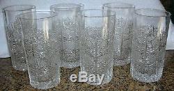 6 Bohemia QUEEN LACE Hand Cut 24% Lead Crystal Highball Water Glasses Bohemian