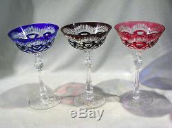 6 Bohemian Crystal Cut To Clear Tall Wine Champagne Stems 7 5/8
