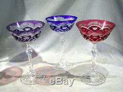 6 Bohemian Crystal Cut To Clear Tall Wine Champagne Stems 7 5/8
