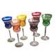 6 Bohemian Crystal Cut to Clear Glasses Thistle Cut Cobalt Blue Ruby Green More