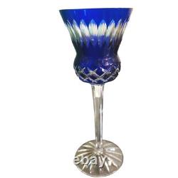 6 Bohemian Crystal Cut to Clear Glasses Thistle Cut Cobalt Blue Ruby Green More