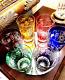 6 Colored Cut Crystal Highball Glasses-hand Blown-hand Carved-24%- Bohemian