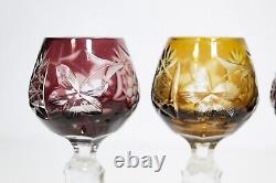 6 DRESDEN Crystal Hand Cut Made In Germany Multicolor Cordial Glasses