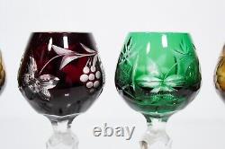 6 DRESDEN Crystal Hand Cut Made In Germany Multicolor Cordial Glasses
