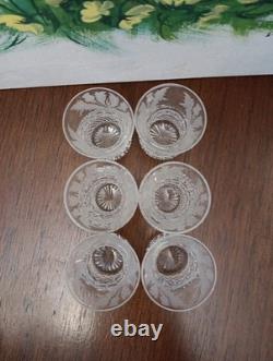 6 Edinburgh Scotland Crystal Cut Glass Shot Glasses Goblets in Thistle 2/1 oz