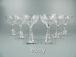 6 Hawkes Cut Glass Square Base Regal Champagne Stems crystal wine sherbet GL