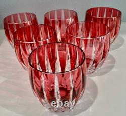 6 Lausanne Cranberry Cased Cut To Clear Whiskey Scotch Rocks Dof Store Closing