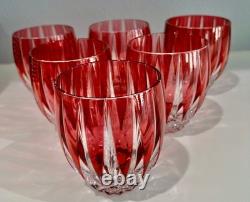 6 Lausanne Cranberry Cased Cut To Clear Whiskey Scotch Rocks Dof Store Closing