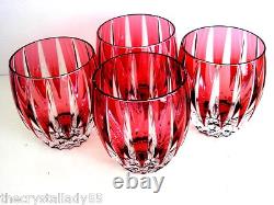 6 Lausanne Cranberry Cased Cut To Clear Whiskey Scotch Rocks Dof Store Closing