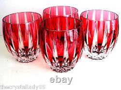 6 Lausanne Cranberry Cased Cut To Clear Whiskey Scotch Rocks Dof Store Closing