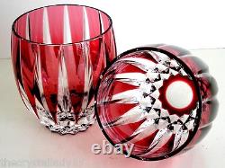 6 Lausanne Cranberry Cased Cut To Clear Whiskey Scotch Rocks Dof Store Closing