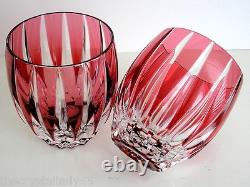 6 Lausanne Cranberry Cased Cut To Clear Whiskey Scotch Rocks Dof Store Closing