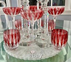 6 Lausanne Cranberry Cased Cut To Clear Whiskey Scotch Rocks Dof Store Closing