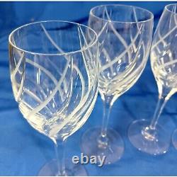 6 Mikasa Cut Crystal Windlass 9.25 10 oz Water Goblets Wine Glasses Excellent