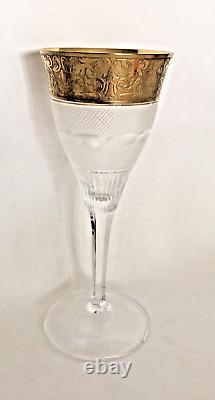 6 Moser Czech Cut Crystal Glass Goblets in Gold Splendid 6.75 NEW IN BOX