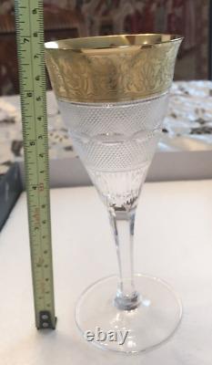 6 Moser Czech Cut Crystal Glass Goblets in Gold Splendid 6.75 NEW IN BOX