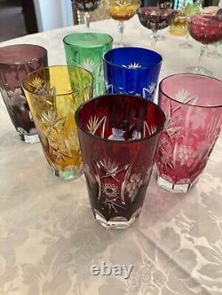 6 Nachtmann Crystal Highball/ice Tea Glasses Multi Color Cut To Clear