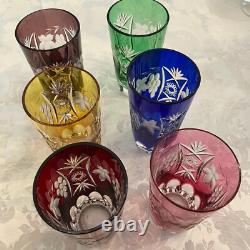 6 Nachtmann Crystal Highball/ice Tea Glasses Multi Color Cut To Clear
