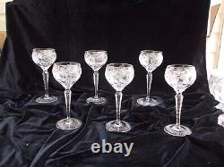 6 Nachtmann Traube Cut Crystal Small Wine Hocks #3500/3 5 in Perfect Condition