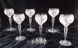 6 Nachtmann Traube Cut Crystal Small Wine Hocks #3500/3 5 in Perfect Condition