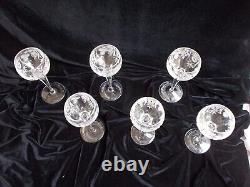 6 Nachtmann Traube Cut Crystal Small Wine Hocks #3500/3 5 in Perfect Condition