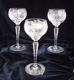 6 Nachtmann Traube Cut Crystal Small Wine Hocks #3500/3 Perfect Condition