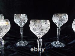 6 Nachtmann Traube Cut Crystal Small Wine Hocks #3500/3 Perfect Condition