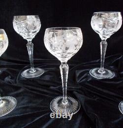 6 Nachtmann Traube Cut Crystal Small Wine Hocks #3500/3 Perfect Condition