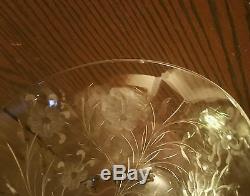 6 Pairpoint cut crystal goblet wine cordial vtg boston art glass stemware flower