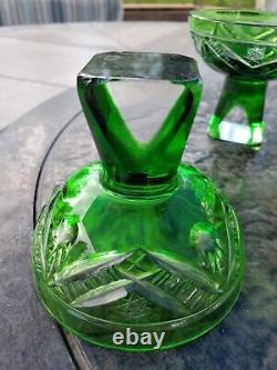 6 Pc. Cut To Clear Crystal Pedestal Stem Cordial Liquor Bohemian Hungary Glass