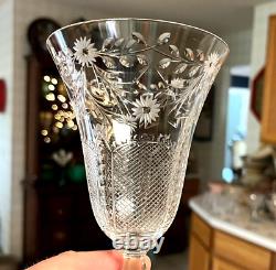 6 Pcs RARE Vintage KOSTA BODA 10 Champagne Glasses Wine Water Goblet Floral Cut