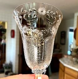 6 Pcs RARE Vintage KOSTA BODA 10 Champagne Glasses Wine Water Goblet Floral Cut