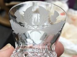 6 RARE VINTAGE SIGNED CORDIAL GLASSES EDINBURGH CRYSTAL THISTLE CUT Engraved 1ST