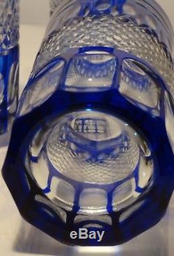 6 Rare Crystal Waterford Ajkaclarendon Cut Tom Collins Highball Glasses Cobalt