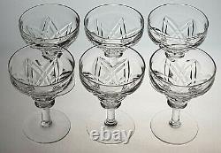 6 Rare Vintage Richardsons Crystal Cut Glass Champagne Coupe Glasses Signed