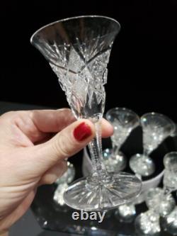 (6) Sherry Glasses, American Brilliant Period cut glass crystal Electra Krantz S