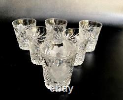 (6) Tumblers 3-7/8 American Brilliant Period Cut Glass Crystal Daisy Floral