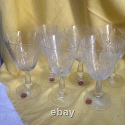6 Vintage Cut Crystal Wine Glasses