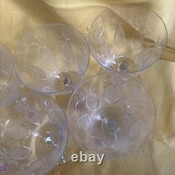 6 Vintage Cut Crystal Wine Glasses
