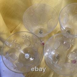 6 Vintage Cut Crystal Wine Glasses