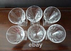 6 Vintage Val St Lambert Gondole Cut Crystal Glasses on Square Base, Not Signed