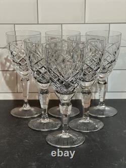 6 Vtg 6.5 GALWAY ASHFORD Crystal Cut Wine Glasses Discontinued