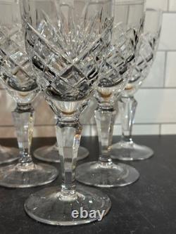 6 Vtg 6.5 GALWAY ASHFORD Crystal Cut Wine Glasses Discontinued