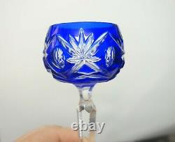 6 Vtg Bohemian Crystal Glasses Cut to Clear 5 Cordial Sherry Stem West Germany