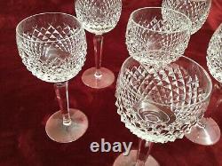 (6) WATERFORD ALANA Signed CUT CRYSTAL Hock Wine/Water Glasses 7 3/8. EUC