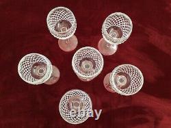 (6) WATERFORD ALANA Signed CUT CRYSTAL Hock Wine/Water Glasses 7 3/8. EUC
