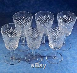 6 Waterford ALANA Cut Crystal Water Glass Goblets Gothic Marks Minty