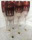 6 Waterford Crystal Clarendon Cut To Clear Ruby Red Champagne Flutes/ Glasses