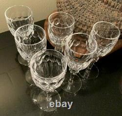 6 Waterford Crystal Curraghmore 7 1/8 Claret Wine Glasses Gothic Mark Ireland